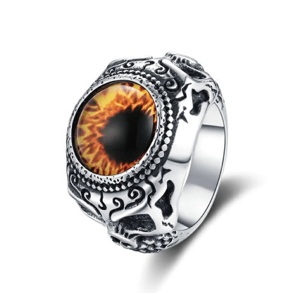 Men’s Eyeball Ring Brown Eye White Background Reptile Fantasy Jewelry