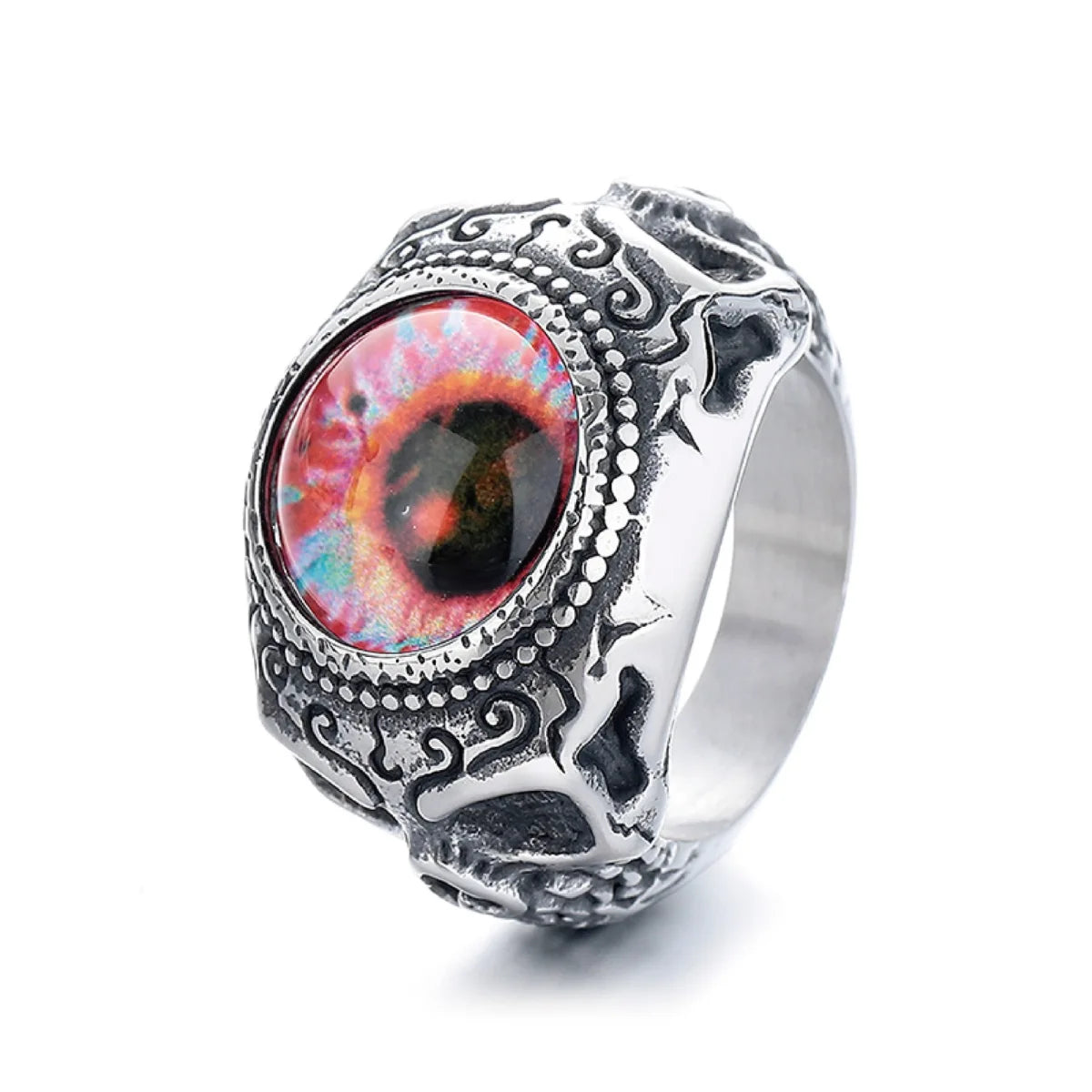 Men‘s Eyeball Ring Pink Eye White Background Witchy Alternative Accessories