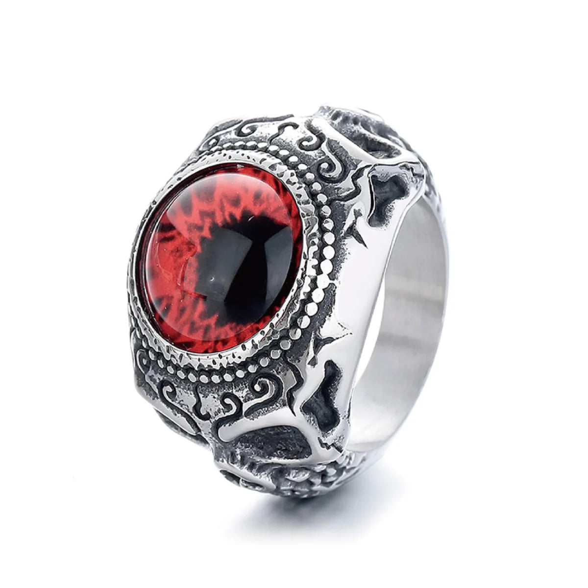 Men‘s Eyeball Ring Red Eye White Background Vampire Biker Jewelry