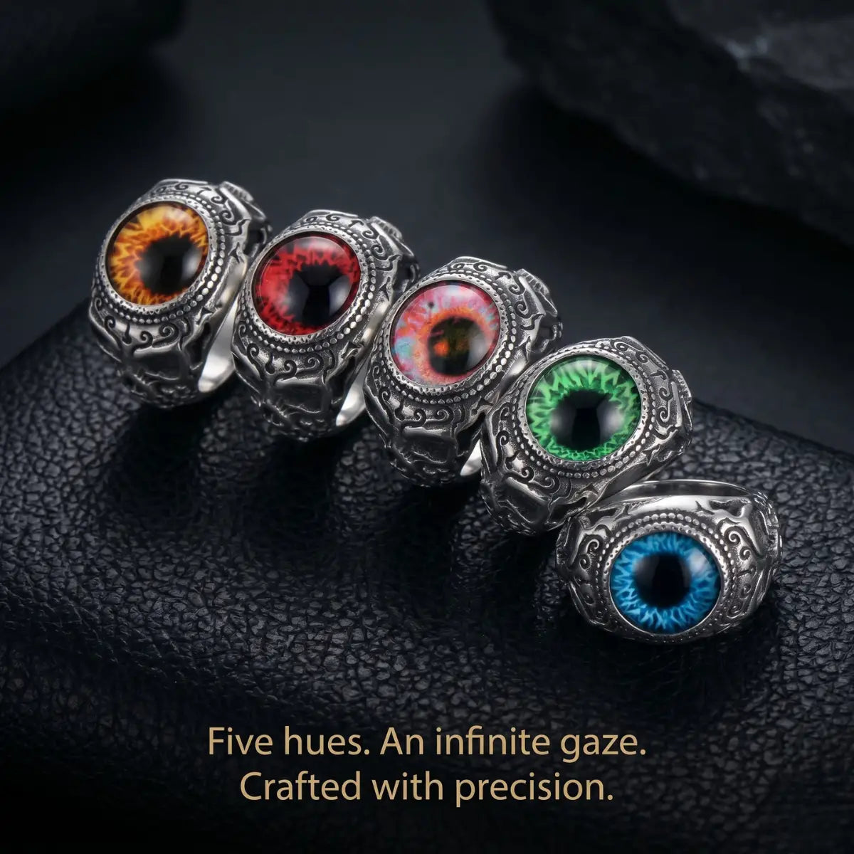 Men‘s Eyeball Rings Collection Multiple Colors Dark Aesthetic Statement Jewelry