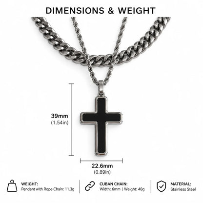 minimalist black cross necklace dimensions and weight