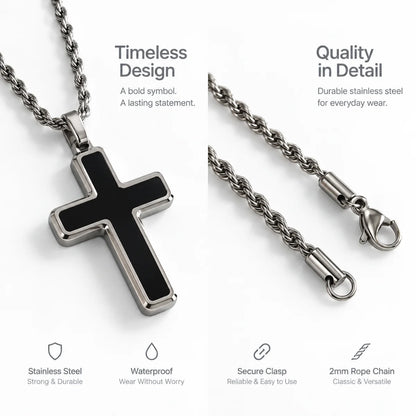 minimalist black cross necklace rope chain product details