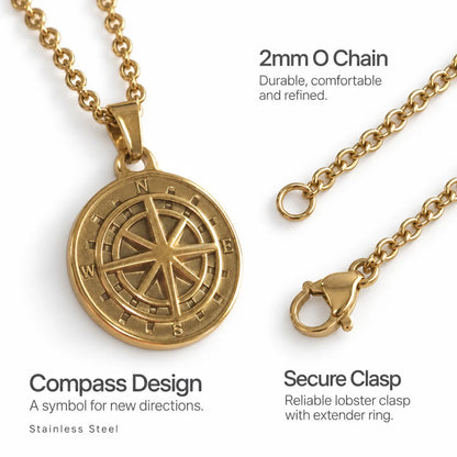 minimalist compass pendant necklace gold o chain product details
