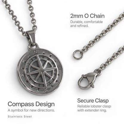 minimalist compass pendant necklace silver o chain product details