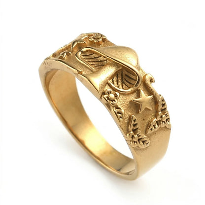 Mushroom Ring Gold White Background Minimalist Botanical Jewelry