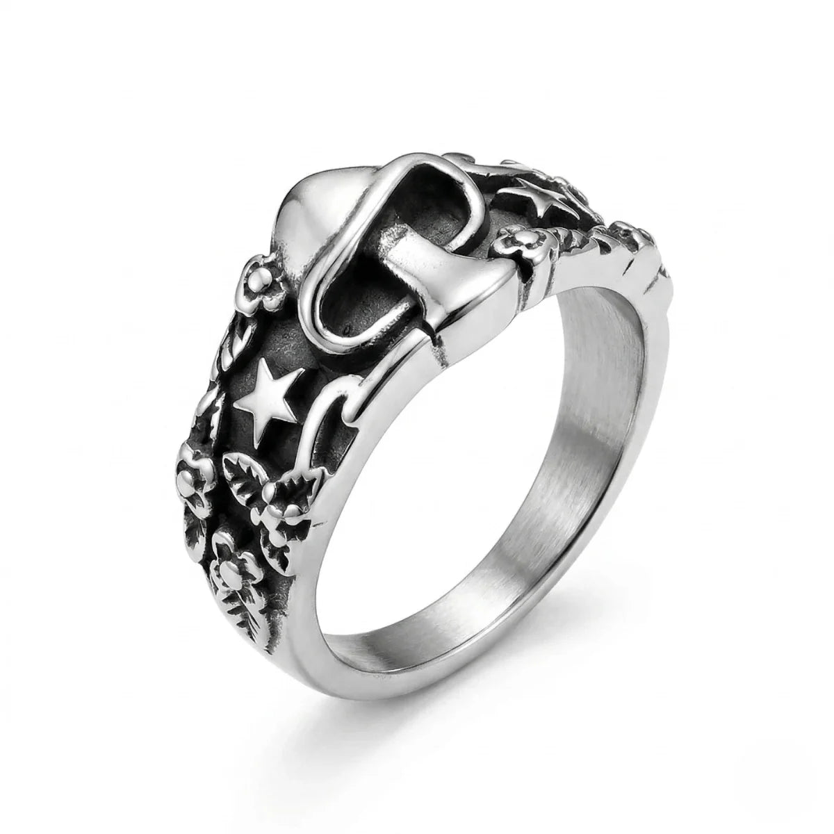 Mushroom Ring Silver White Background Minimalist Botanical Jewelry
