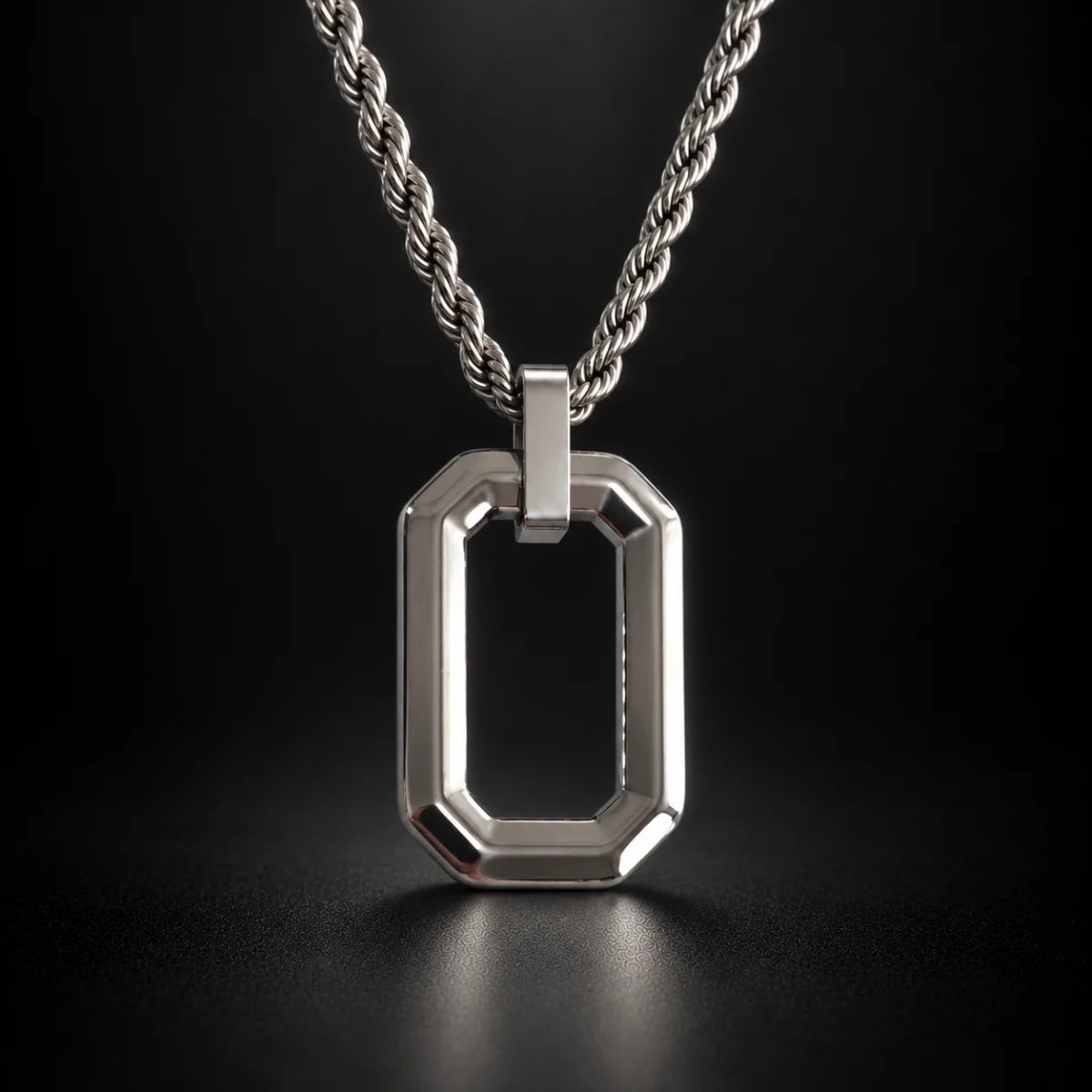 open rectangle necklace black background hero