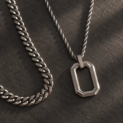 open rectangle necklace layered set birds eye display