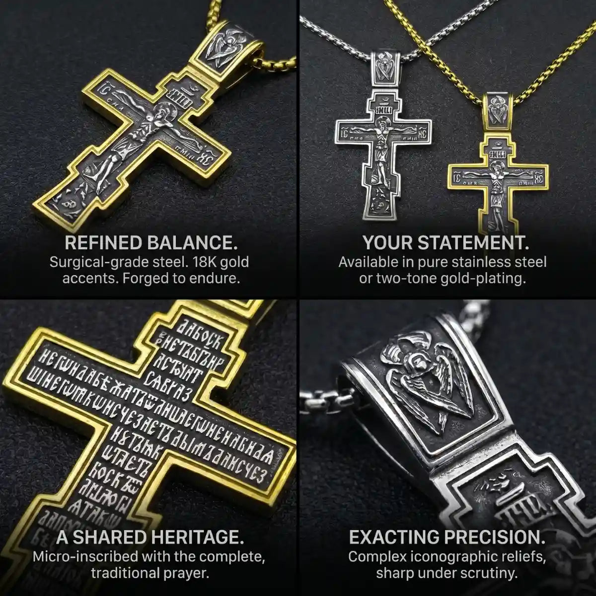 Orthodox Cross Necklace Design Features Engraved Details Mens Spiritual Amulet