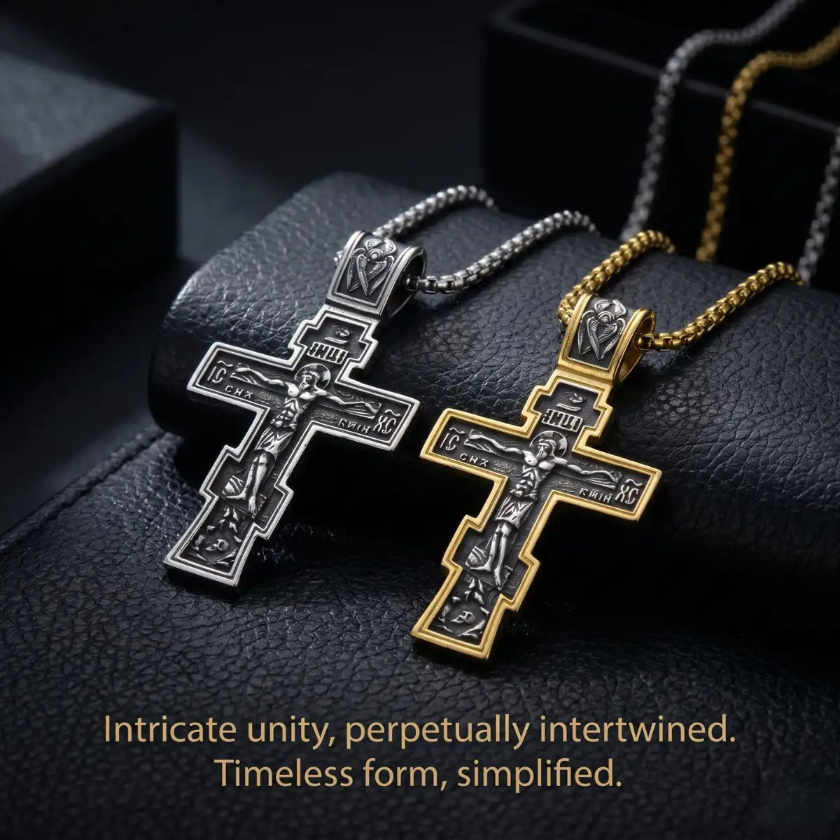 Orthodox Cross Necklace Gold And Silver Collection Premium Stainless Steel Jewelry