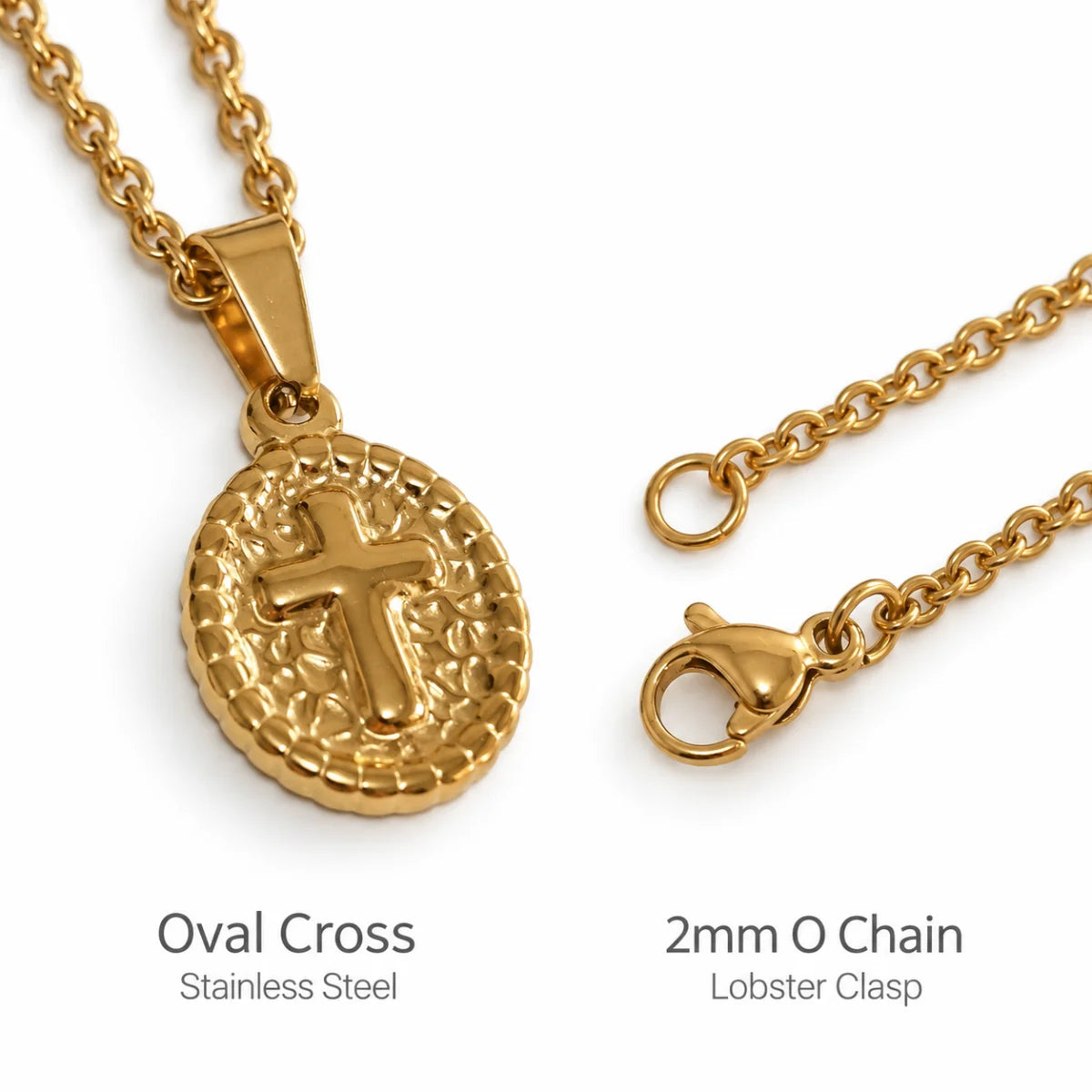 oval cross pendant necklace gold o chain product details