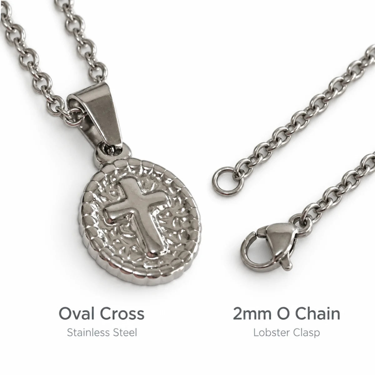 oval cross pendant necklace silver o chain product details