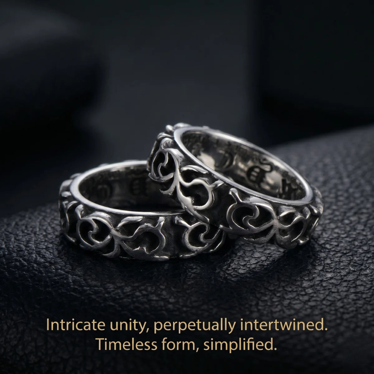 Pair Of Scroll Rings Intricate Engraved Band Alternative Couple Jewelry