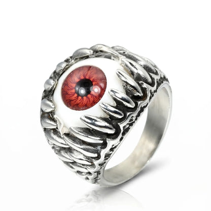 Prosthetic Eyeball Ring Silver White Background Alternative Punk Accessories