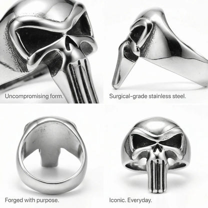 Punisher Skull Ring Style A Classic Smooth Design Features Biker Ring