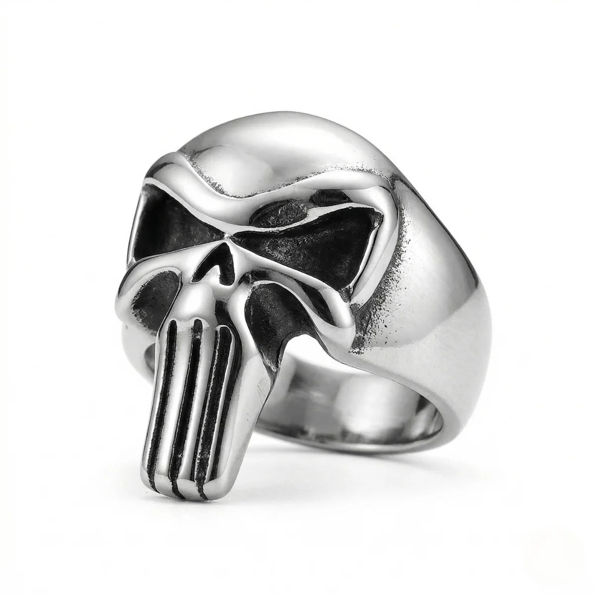 Punisher Skull Ring Style A Classic Smooth White Background Mens Jewelry