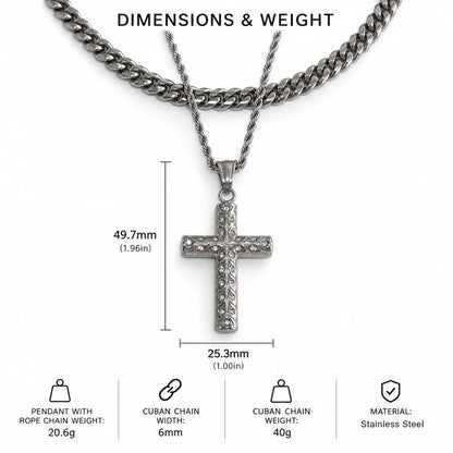 rhinestone latin cross necklace dimensions and weight