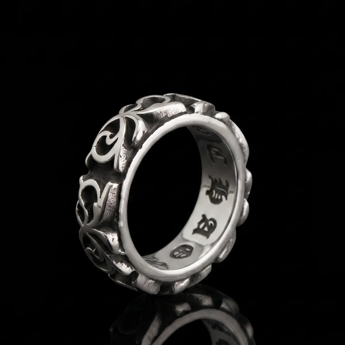 Scroll Ring Front View Baroque Filigree Vintage Gothic Jewelry