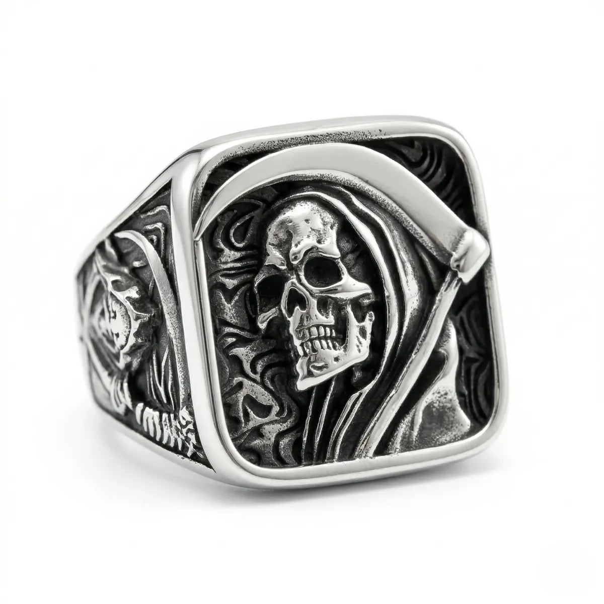 Scythe Ring Style A Isolated White Background Vintage Goth Jewelry