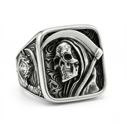 Scythe Ring Style A Isolated White Background Vintage Goth Jewelry