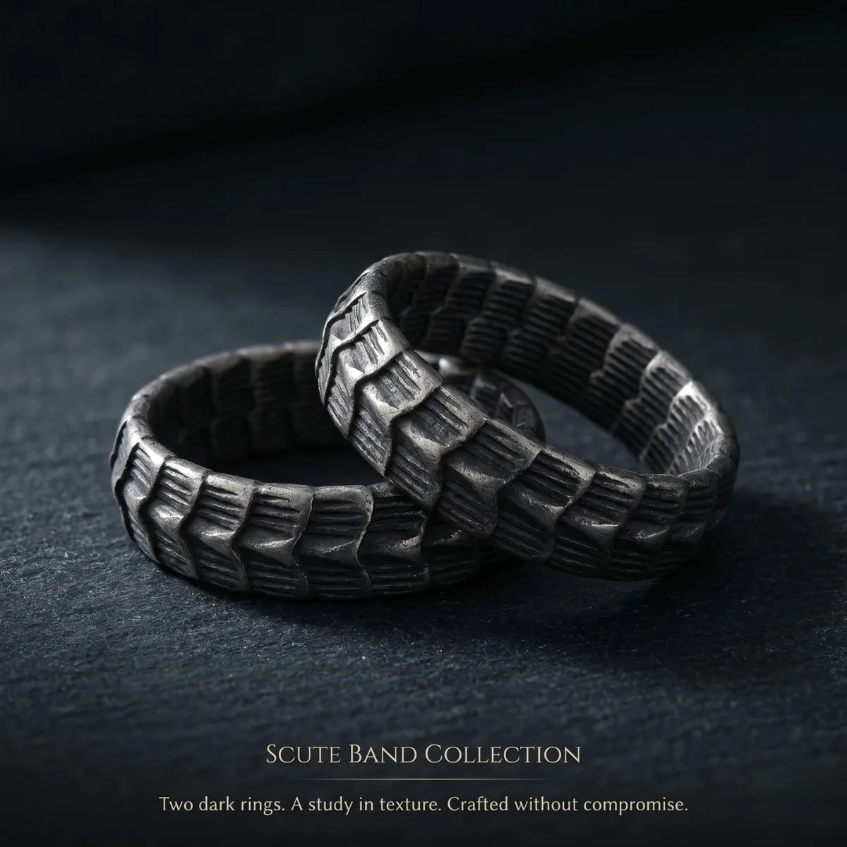 Serpent Spine Rings Duo Premium Stainless Steel Alternative Mens Wedding Bands
