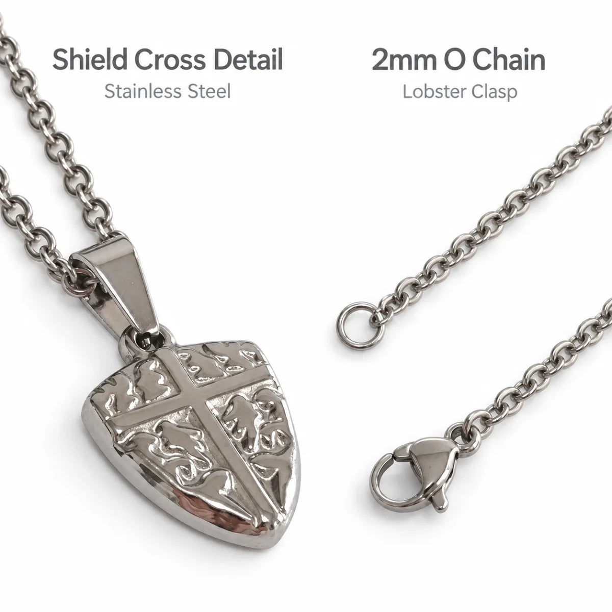 shield cross pendant necklace silver o chain product details