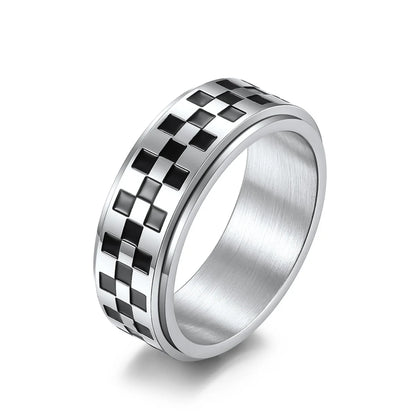 Silver Checkered Spinner Band