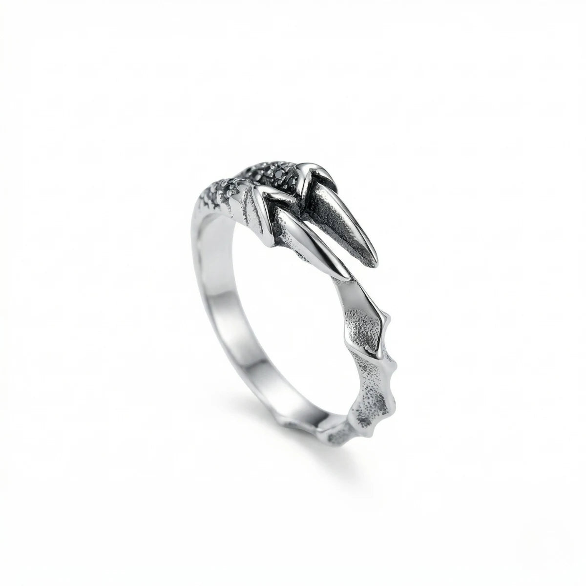 Silver Dragon Claw Ring Style B single talon