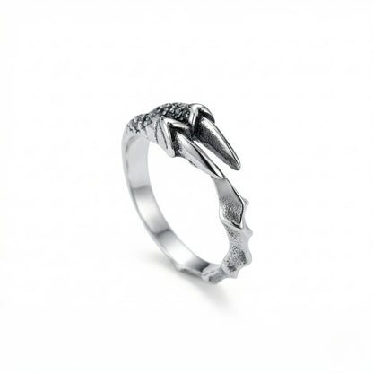 Silver Dragon Claw Ring Style B single talon
