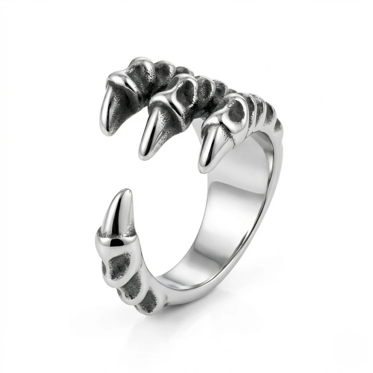 Silver Dragon Claw Ring Style C split shank
