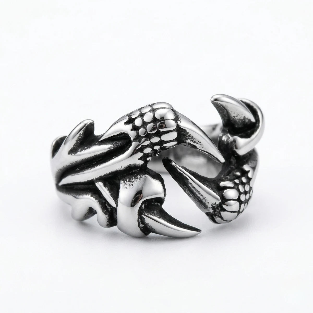 Silver Dragon Claw Ring Style D talon cluster