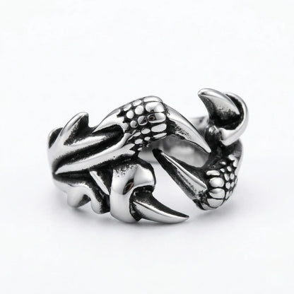 Silver Dragon Claw Ring Style D talon cluster