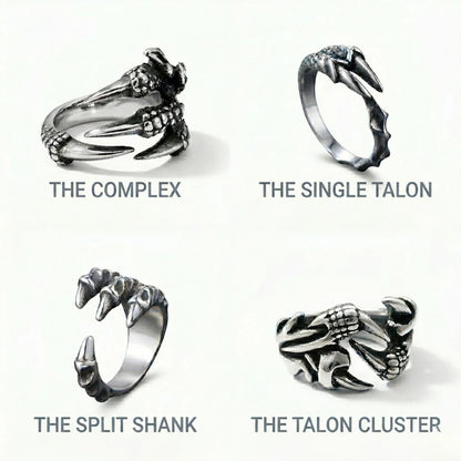 Silver Dragon Claw Rings collection Styles A B C D