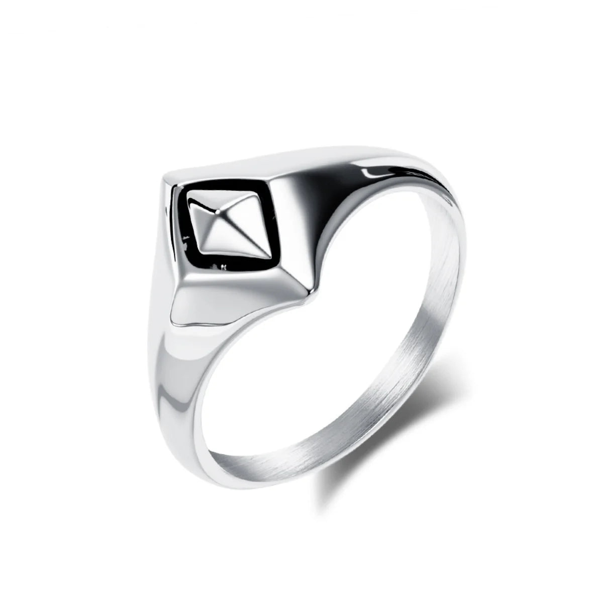 Silver Geometric Rhombus Ring