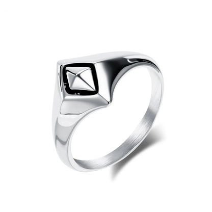 Silver Geometric Rhombus Ring