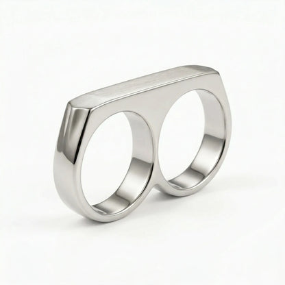 Silver Men‘s Two Finger Ring