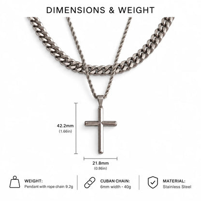 silver minimalist cross necklace dimensions and weight