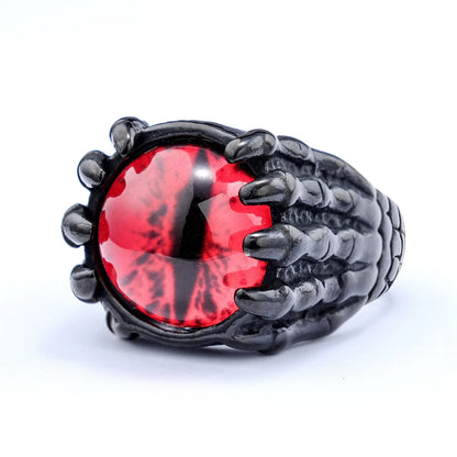 Skeleton Eye Ring Red Eye Black White Background Gothic Statement Jewelry