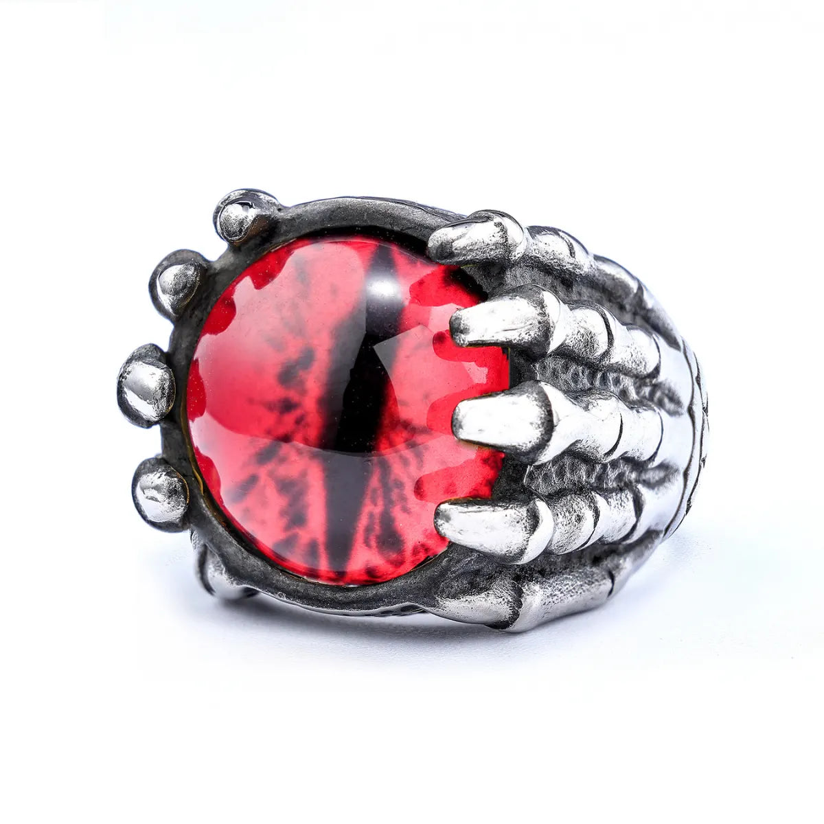 Skeleton Eye Ring Red Eye Silver White Background Alternative Mens Accessories