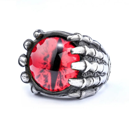 Skeleton Eye Ring Red Eye Silver White Background Alternative Mens Accessories