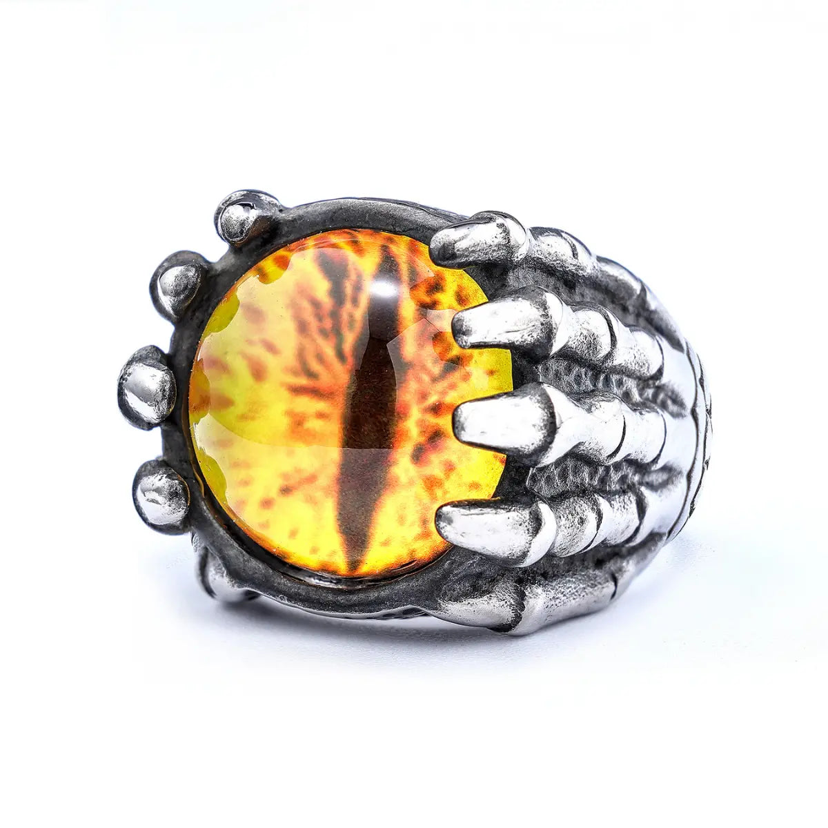 Skeleton Eye Ring Yellow Eye White Background Reptile Fantasy Jewelry