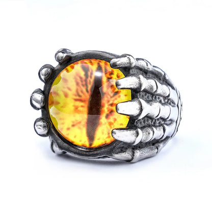 Skeleton Eye Ring Yellow Eye White Background Reptile Fantasy Jewelry