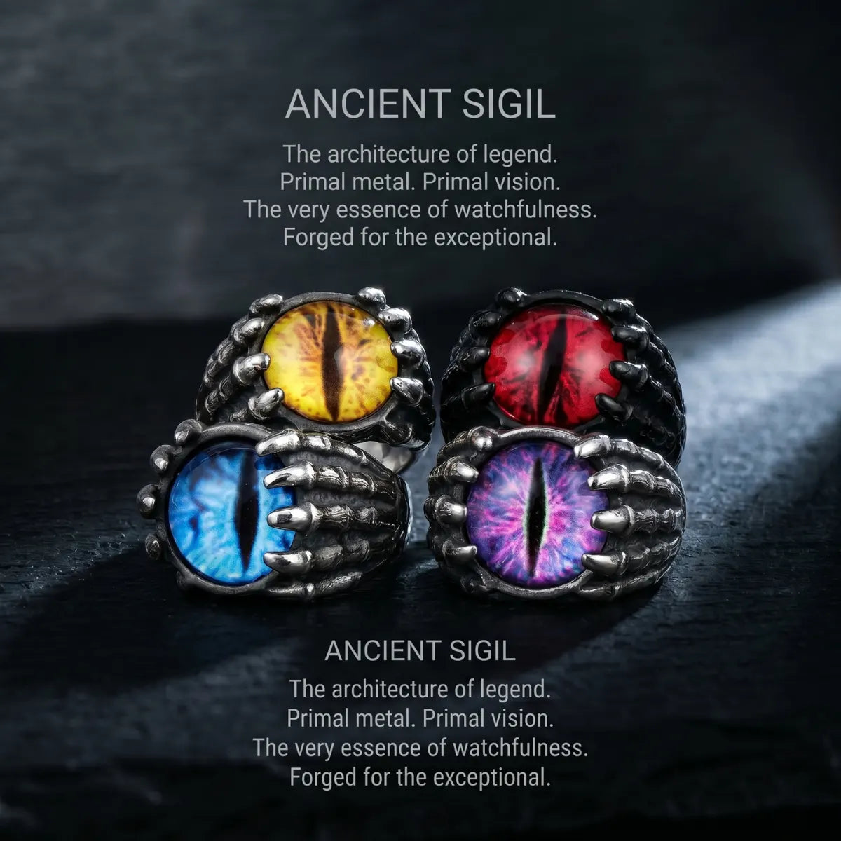 Skeleton Eye Rings Collection Multiple Colors Macabre Fantasy Jewelry