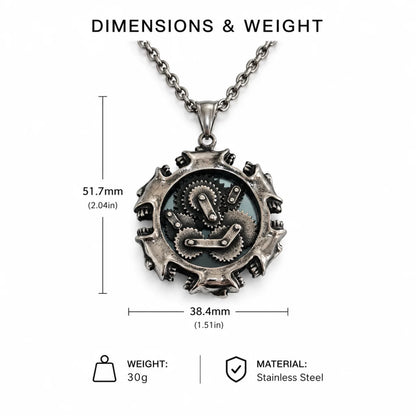 Steampunk Gear Necklace Dimensions and Weight