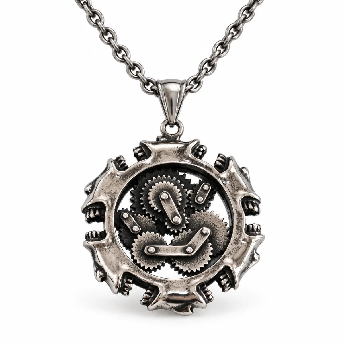 Steampunk Gear Necklace Pendant with Chain
