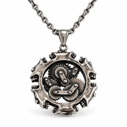Steampunk Gear Necklace Pendant with Chain