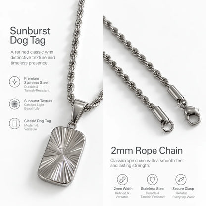 sunburst dog tag necklace rope chain product details