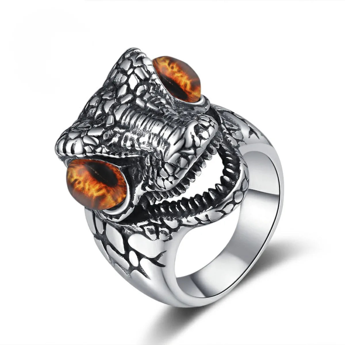T-Rex Eye Ring Brown Eye White Background Alternative Fantasy Jewelry