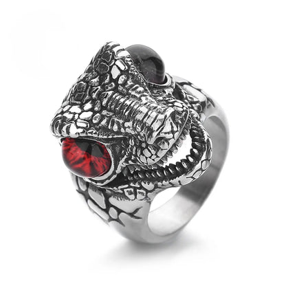 T-Rex Eye Ring Red Eye White Background Macabre Gothic Jewelry
