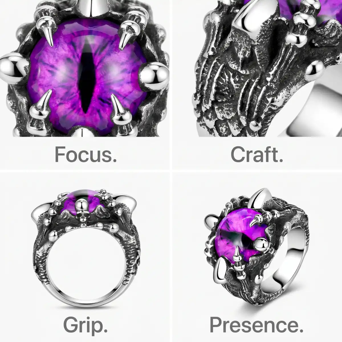 Talon Eye Ring Design Features Claw Setting Dark Aesthetic Mens Jewelry